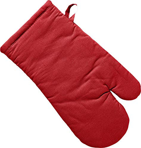 REDBEST Ofenhandschuh, Backofenhandschuh Seattle, 100% Baumwolle rot Größe 15x30 cm - innen hitzebeständige Wattierung, außen feines, glattes Gewebe, mit Schlaufe (weitere Farben)