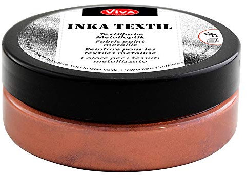 Viva Decor Inka Textil (Kupfer, 50ml) metallische Stoff-/Textilfarbe waschmaschinenfest - Färbemittel Textilien - Stofffarben waschfest - Stofffarbe Made in Germany