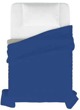 Elegant Sommer Steppdecke, 100% Mikrofaser, Royal Blau/Hell Grau, 220x270cm