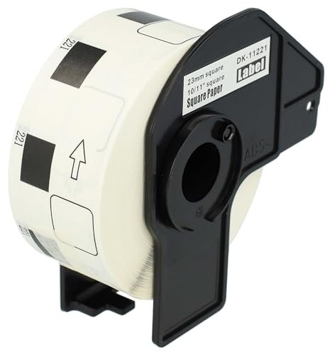 vhbw Etiketten-Rolle mit Halter 23mm x 23mm (1000 Etiketten) kompatibel mit Brother PT QL1060N, QL-1060 Etiketten-Drucker - Premium Weiß