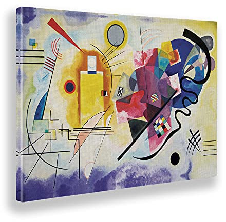 Giallobus - Quadro - Vassily Kandinsky - Giallo rosso e blu - Tela Canvas Telaio Standard - 140x100 - Pronto da appendere - Quadri moderni per la casa