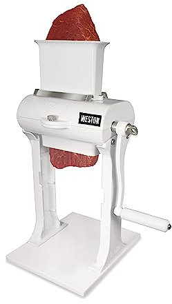 Weston Manual Heavy Duty Meat Cuber Tenderizer (07-3101-W-A), Stainless Steel Blades, White, Plastic