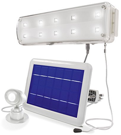 Esotec Système d'éclairage solaire avec PIR Applique murale intérieure, système d'éclairage, batterie, détecteur de mouvement, module solaire, lampe murale LED, projecteur, blanc, IP20, 102091