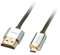 LINDY - Câble HDMI vers Micro HDMI A/D CROMO Slimline High Speed 0.5 Mètre avec Design Slimline, 4k@60Hz 18G 3D 1080p HDCP 2.2 ARC CEC Testé ATC Compatible avec TV, PC Monitor, Tablette , Caméra
