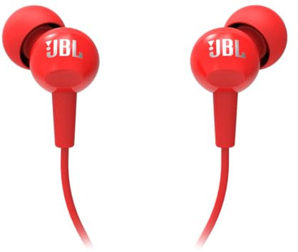 JBL C100SI Intra-auricolari Stereo con Telecomando con Microfono Universale ad un Pulsante, Rosso