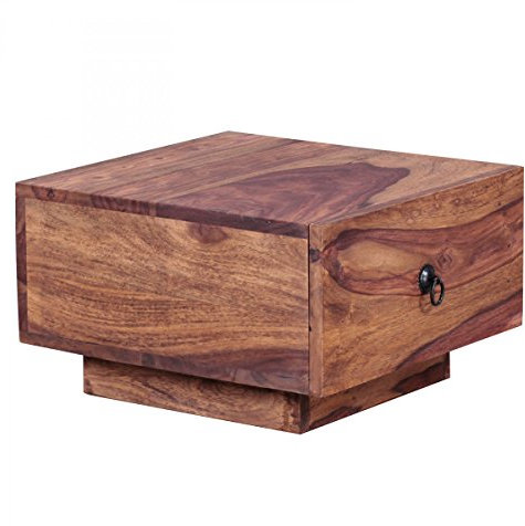 FineBuy Design Nachttisch Massiv-Holz 40x40x25 cm, Moderne Nacht-Kommode mit Schublade, Nachtschrank Natur-Holz Nachtkonsole