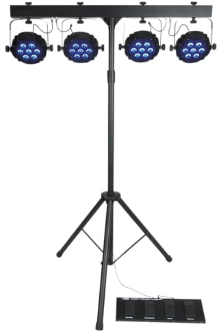 Showtec Compact Power Lightset, 4x je 7x 3Watt Multichip LEDs, mit Tasche, Stativ, Fußschalter