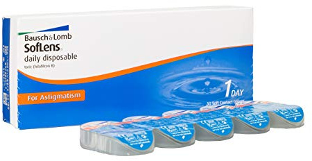 Bausch + Lomb SofLens daily disposable Toric Tageslinsen, torische Kontaktlinsen, weich, 30 Stück BC 8.6 mm/DIA 14.2 / CYL -1.25 / Achse 160 / -9 Dioptrien