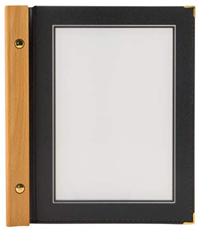 SECURIT Wood A5 Menukarte inkl. 2 dopplete Einlage für Menüs (für 4 Seiten A5), Schwarz