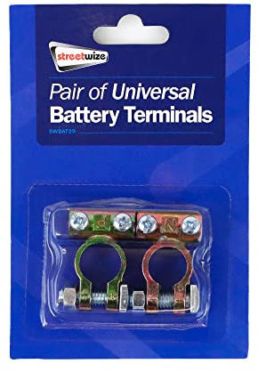 Streetwize - Battery Terminals 12V/24V Solid Brass Clamps Connectors - Leisure Battery, Positive & Negative Cars, Vans, Motorbikes, Motorhomes and Caravans