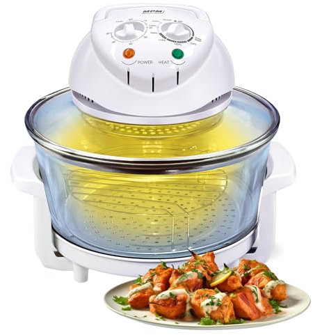MPM MKO-01 Horno Halógeno Convección Multifunción grill, 220 °C, temporizador 60 minutos, aro extensor capacidad 16,5 litros, 1400W