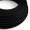creative cables - Cavo Elettrico Rotondo Rivestito in Tessuto Effetto Seta Tinta Unita Nero RM04-10 Metri, 2x0.75