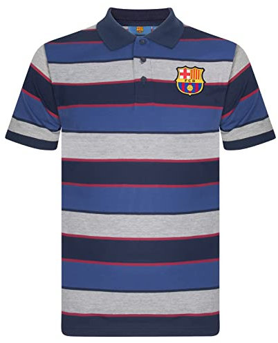 FC Barcelona Official Football Gift Mens Striped Polo Shirt XXL Blue