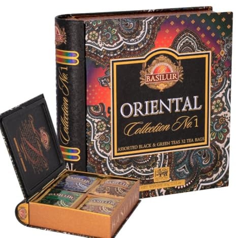 Basilur Tea Book Oriental Collection Teedose in Metalldose, Schwarz/Grün