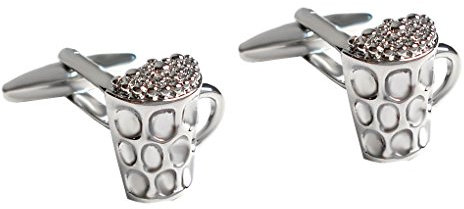 Bierkrug Manschettenknöpfe silbern glänzend + Geschenkbox- bayrisches Accessoires oder für alle Bierfans