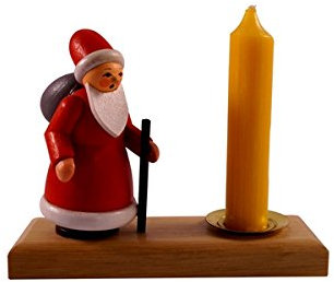 Rudolphs Schatzkiste Kerzenhalter Weihnachtsmann bunt HxBxT 8x10x3,5cm NEU Weihnachten Kerzenschmuck Tischschmuck Holzschmuck Holz Seiffen Erzgebirge Dekoration