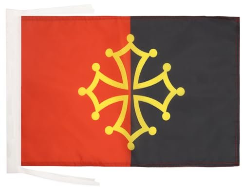 AZ FLAG - Drapeau Occitanie Tolosa - 45x30 cm - Pavillon Occitan 100% Polyester avec Deux Cordelettes - 20g
