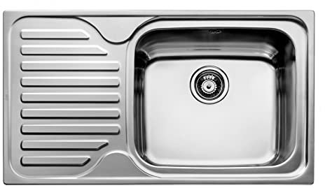 Teka Classic Max 1C 1E - Fregadero de 60 cm, Derecha y Encastrado, 1 Cubeta y Escurridor, Chapa de Gran Espesor, Diseño Práctico, Color acero inoxidable