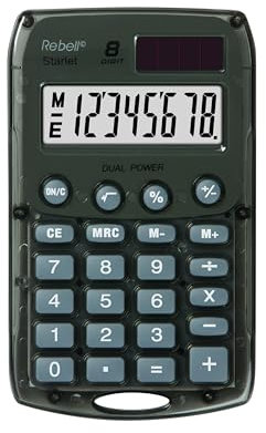 Rebell RE-STARLET S Taschenrechner, Dual-Power 8-stelliger, grau