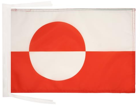 AZ FLAG Greenland Flag 45x30 cm Danish 100D Polyester Cords | Indoor and outdoor use 12x18 in decorative flag Kalaallit Nunaat double stitched seams and reinforced edges with ties