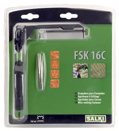 SALKI | Agrafeuse pour Clôtures avec Chargeur FSK16C | Pinces pour Clôtures | Coupeur de Câbles Incorporé | Compatible avec les Agrafes Ω16 | Vert