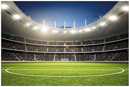 Wallario Premium XXL-Vliestapete Fußballstadion Mittellinie - Fototapete Größe: 400 x 267 cm