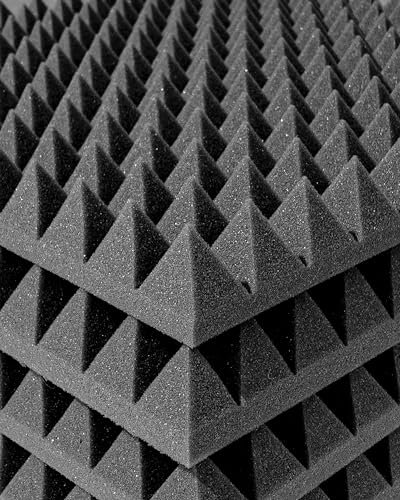 200x Pyramiden-Schaumstoff, Platten je ca. 50x50x5cm, Anthrazit Schwarz, Schaumstoff, Noppenschaum, Dämmung, Akustik, Schallschutz