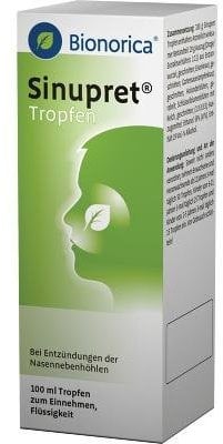 Bionorica SE SINUPRET TROPFEN 100ml 0939786 - Flüssigmedikament, Tropfen - Kunststoffflasche, Entlüftet, Medium, Erwachsener, Blau