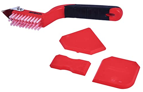 Amtech Caulking Tool Kit with Scraper, Brush & 3 Finishing Tools, Lightweight Easy-Use Set for Removing Old Sealant & Creating Smooth Joints in Bathrooms, Kitchens & Windows