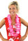 6 collane hawaiane Lei, 9 cm, a forma di fiore, per travestimenti, ghirlanda colorata, accessorio per feste in spiaggia (rosa)