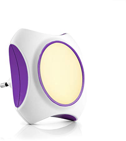 LED-Nachtlicht für die Steckdose als Nachtlampe in Baby- oder Kinder-Zimmer | Nachtleuchte „Square“ in weiß lila von IBV