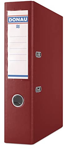 DONAU Ordner DIN A4 / Breit/Weinrote / 75 mm - 7,5cm/ Karton mit Kunststoffeinband/Schlitzordner Büroordner Aktenordner/Metallgefasstes Griffloch Hebelmechanik Einsteckrückenschild