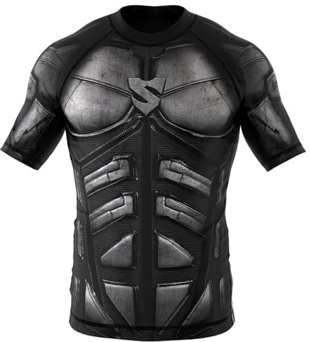 SMMASH Funktionsshirt Herren Rashguard Kurzarm Sportshirt MMA Thaibox Muay Thai Kickboxen Atmungsaktiv Abriebfest
