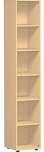 Gera Möbel S-346001-BU Regal Mailand 6 OH mit Standfüßen, 40 x 40 x 216 cm, buche