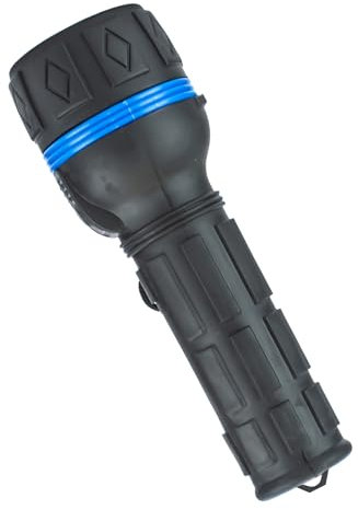 Status Linterna de goma, resistente a la intemperie y duradera, ideal para camping, senderismo y aventuras al aire libre, funciona con 2 pilas D (no incluidas), color negro (SRUB2XD6)