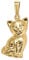 CLEVER SCHMUCK Goldener Damen Anhänger Katze sitzend, beidseitig plastische Form, Fell als Strichmuster glänzend 333 GOLD 8 KARAT