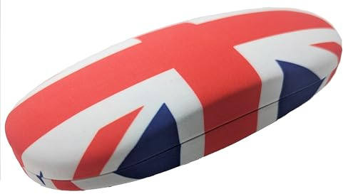 Union Jack British Flag Hard Unisex Glasses Case - Red White Blue - Medium