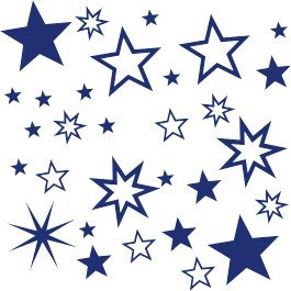 30 Stück Blaue Sterne Aufkleber, Mix-Set, Fensterdekoration zu Weihnachten Fensterbild / Fensteraufkleber, Wandtattoo Deko Sticker, Autoaufkleber, Weihnachtsdekoration, Schaufenster In- und Outdoor Sternchen, Autoaufkleber 70001