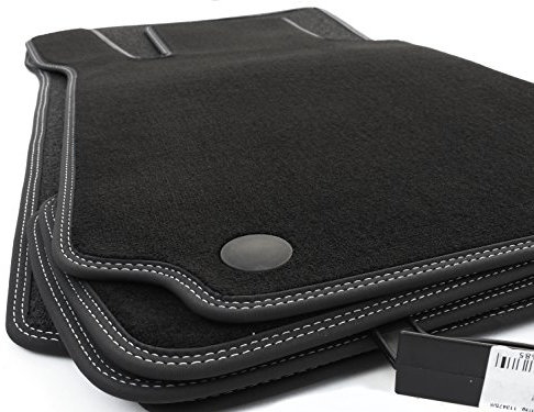 kh Teile Fußmatten/Velours Automatten Premium Qualität Stoffmatten 4-teilig schwarz Nubukleder Einfassung Doppelnaht silber