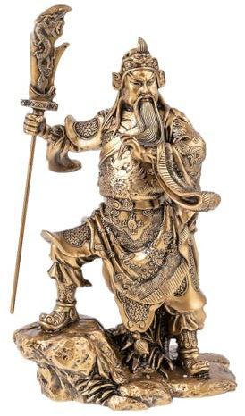 lachineuse - Statuette Dieu GuanGong - Feng Shui Richesse et Protection - Divinité Chinoise - Objet Déco en Résine - Doré - 22x13x10 cm - Déco Maison, Bureau - Idée Cadeau Chine, Asie