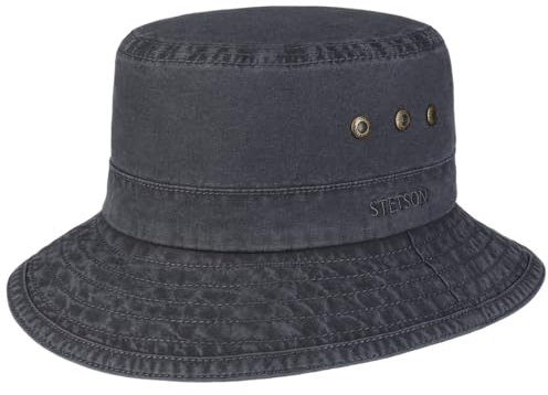 Stetson Reston Freizeithut Damen Herren Schlapphut Bio-Baumwolle Packable Baumwollhut 40-facher UV-Schutz Frühjahr Sommer dunkelblau M (56-57 cm)