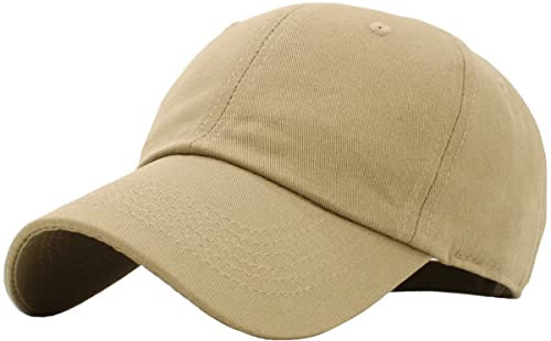 KBETHOS KB-Low KHK Classic Baumwoll-Papa Hut Einstellbare Plain Cap. Polo Style Low Profile (unstrukturiert) (klassisch) Khaki verstellbar