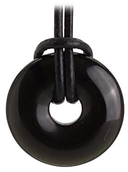 Budawi® Onyx Donut Anhänger Kettenanhänger 20 mm mit Lederband