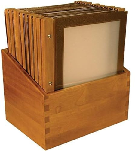 Menühalter aus Holz, A4, Farbe: Weinbraun. 20 Menühalter mit Standbox | Klare Schutzfolie - Einfacher Kartenwechsel - Für Restaurant, Bar, Café, Hotel