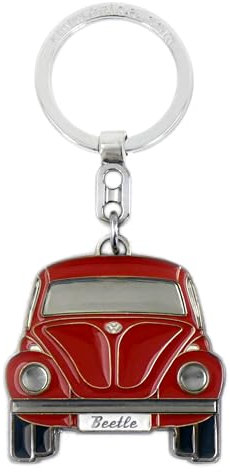 BRISA VW Collection - Porte-clés en métal émaillé Volkswagen avec anneau, accessoire de porte-clés au design Coccinelle/Beetle (Avant/Rouge)
