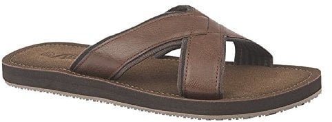 PDQ Jimmy Crossover Mule Slip on Summer Beach Walking Flip Flop Sandals - Brown PU, Mens UK 6 / EU 40