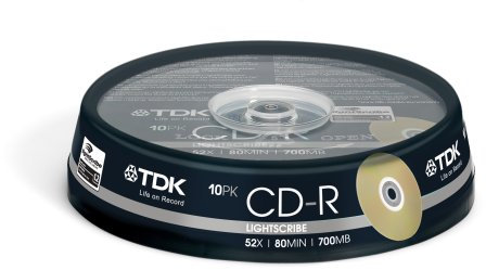 TDK CD-R 80 700MB Lightscribe - Confezione da 10