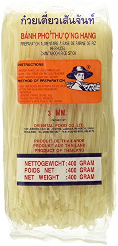 Farmer Reisnudeln – Thailändische, 3 mm breite Reisbandnudeln aus Reismehl – 17 x 400 g