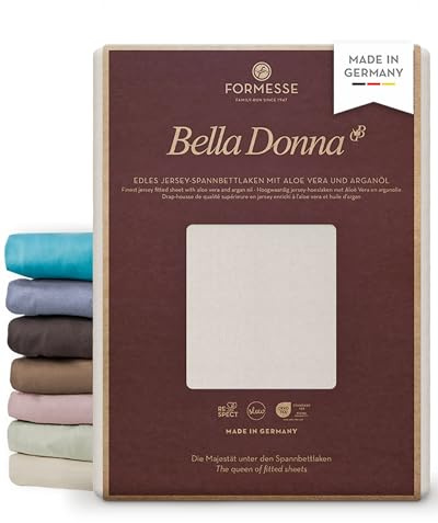 Bella Donna Jersey edles Spannbettlaken: Blickdicht, glatt, kein Pilling | FORMESSE Farbe Silber; 70x190-80x220cm, bis 30cm; 97% Baumwollzwirn, 3% Elastan; Aloe vera&Arganöl, intensive Farben