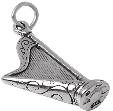 TheCharmWorks Sterling Silber 3D Harfe Charm
